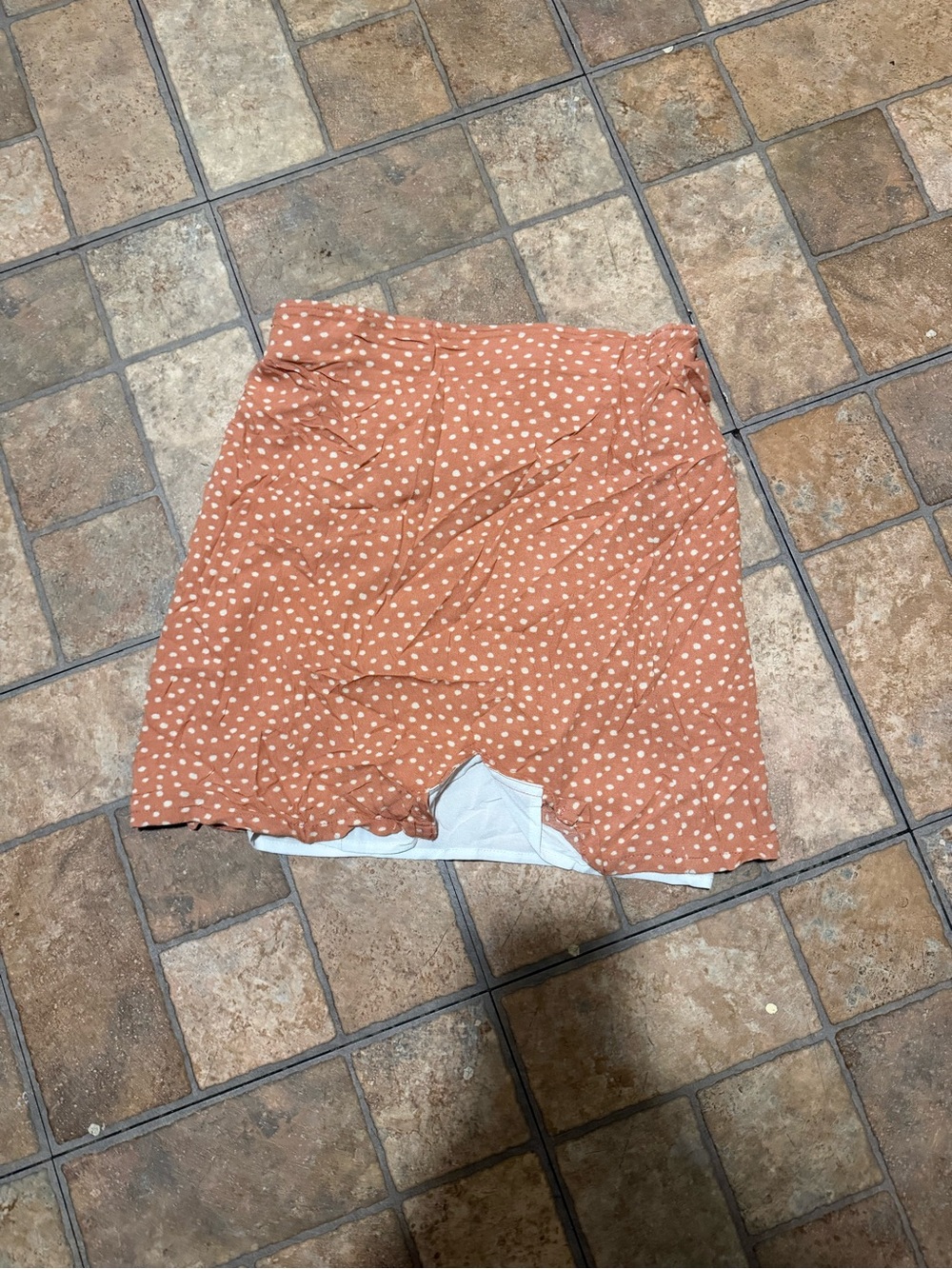 Polka Dot Mini Skirt - Rust Orange